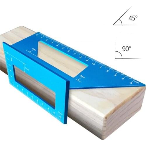 Blue Aluminum alloy thickening Woodworking T-type line gauge multi-function square 45 degree angle 90 degree