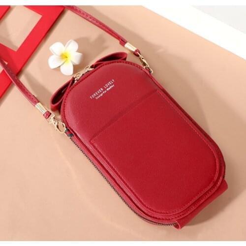 New Fashion Women Bag Touch Screen Shoulder Cellphone Bag Mini Crossbody Bags Leather Mobile Wallet Purses Small Messenger Bag