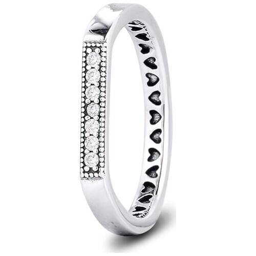 Sparkling Bar Stacking Ring 925 Sterling-Silver-Rings DIY Fashion Feamle Rings European Jewelry For Women