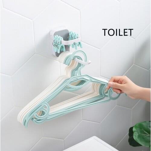 U-Shaped Hanger Hook Up Wall Mounted Self Adhesive Storage Hook Foldable Plastic Clothes Rack Organizer Home Storage Rack