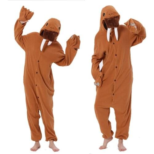 Unisex Adult Animal Walrus Onesie Seal Lions Cosplay Costumes Kigurumi Polar fleece Pajamas Halloween Party Suit Christmas Gift