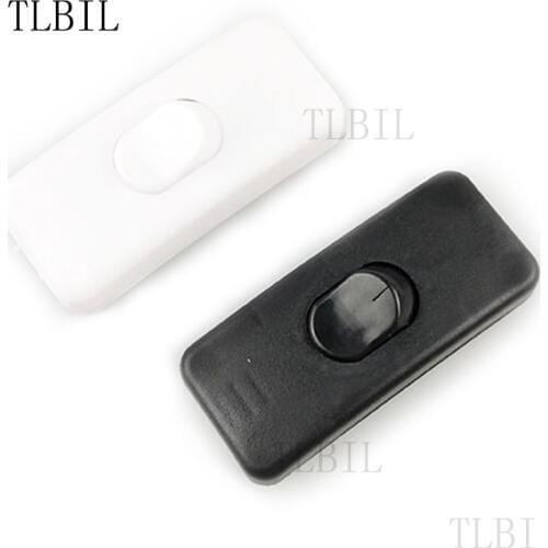 1Pc Universal AC 110-250V 2A Inline Lighting Lamp Plastic In Line Cord Rocker Switch black White