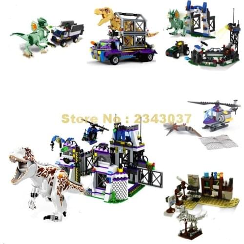 Jurassic Pterosaur Dinosaur Helicopter Hunting Base Tyrannosaurus Velociraptor Rex Lab Research Building Block Toy