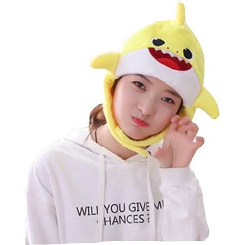 Japanese cute plush yellow shark hat plush toy hat stuffed toy cap
