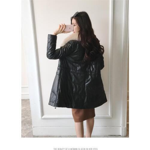 Genuine Leather Jacket Women Real Sheepskin Long Duck Down Real Leather Female Coat Jaqueta fox fur Plus Size LX1117