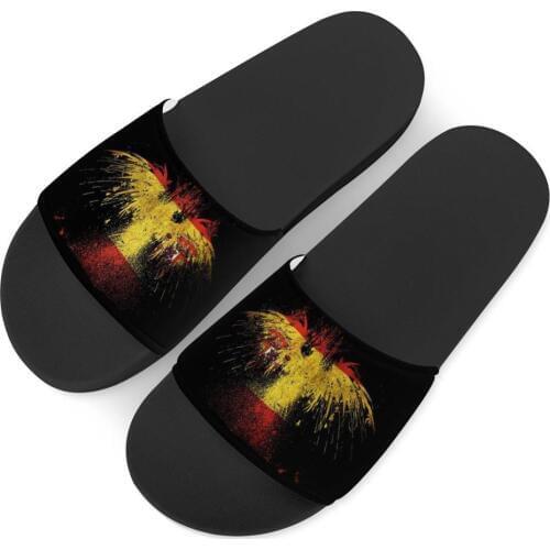 Woman Slippers flaming Phenix image Pu Leather Beach Slides Home Slippers Slip on Sandals Shoes Flip Flops Spanish flag spain