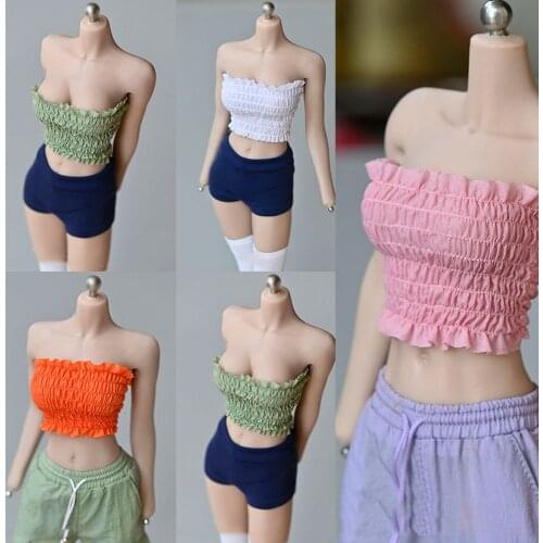 1/6 Scale Female Sexy Tube Top Beautiful Pleated Design Vest Model Clothing Accessories for 12" Woman Figure Body
