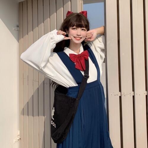 Womens New Japanese Sweet Cute College Style Slim Dress + All-match Long-Sleeved Shirt Set school girl uniform