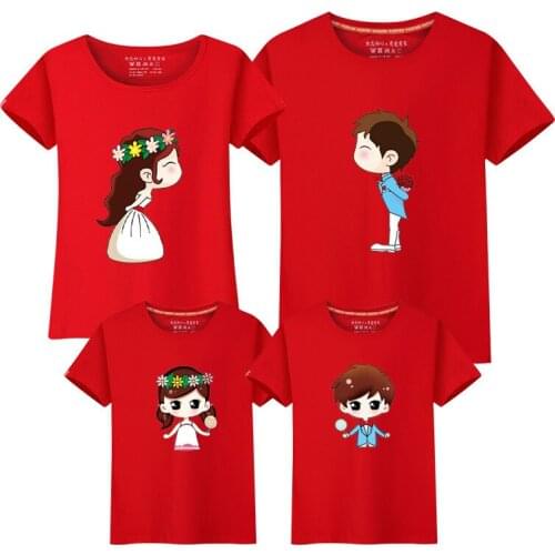 1 Piece Family Matching Outfits Mother Father Son Daughter Bride Bridegroom Print Women Men Children Boy Girl T shirt