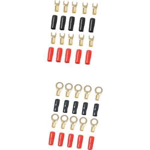 10 Pairs 8 AWG Car Electronics Ring&Fork Terminals Connectors Brass Contact