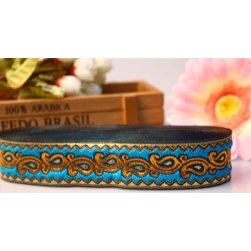 10yards/lot wide 3cm Woven Jacquard Ribbon classical design light blue for curtain and clothing accessory LS-0899