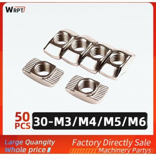 50 pcs/ 3D printer parts M3/M4/M5/M6 carbon steel T-nut fastener aluminum connectors for 3030 industry specifica
