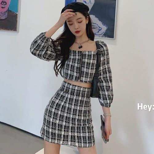 2020 new light mature style female plus size dress fashion autumn and winter two piece outfits for women crop top clothes