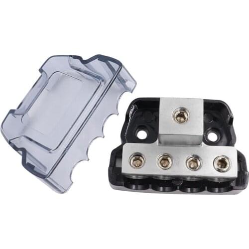4 Way Power Distribution Block 1 x 0/2/4 Gauge in /4 x 4/8 Gauge Out Ground Distributor Block for Car Audio Amplifier