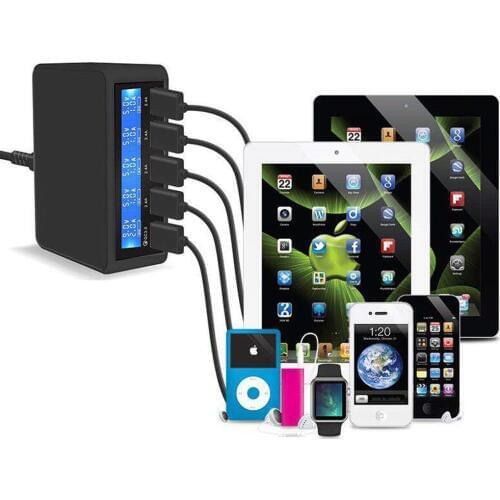 5 Port USB Charger 40W LED Display Quick Charge 3.0 Charging For iPhone iPad Samsung Huawei Nexus XiaoMi Power Adapter Station