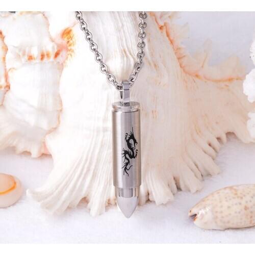 5pcs Chinese Dragon Cremation Urn Bullet Shape Stainless Steel Punk cremation urns For Ashes Cremation Jewelry Wholesale