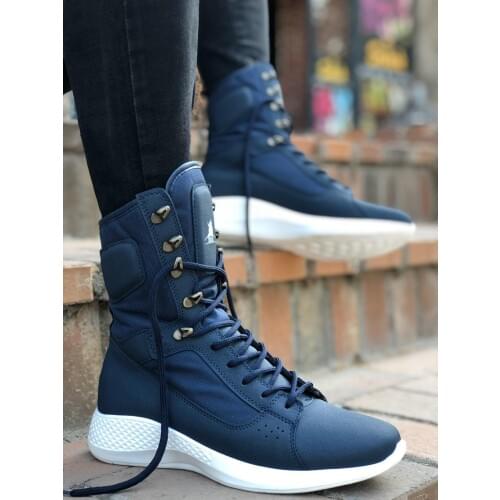 BA0600 Laced Navy Blue High Bottom Boxer Unisex Sports Postal Boat