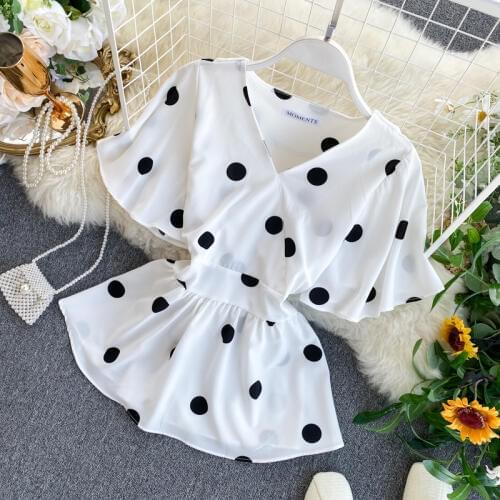 Polka Dot Blouse White Peplum Top Chiffon Shirt V Neck Blouse Ruffle Womens Tops And Blouses Blusas Mujer De Moda 2020 Summer