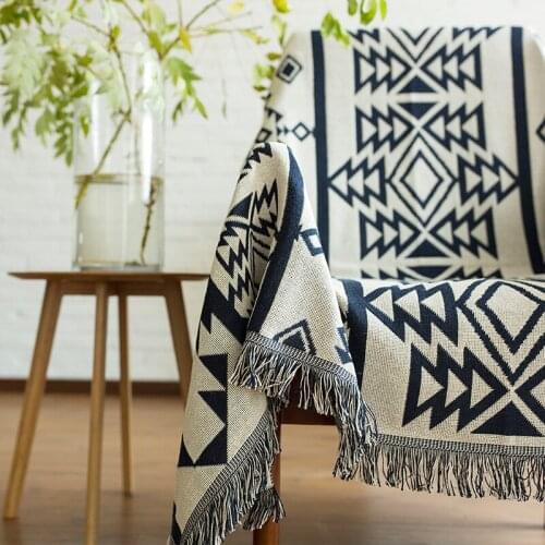 Bohemian Geometry Throw Blanket Sofa Cobertor Slipcover On Sofa Beds Hanging Tapestry Plane Blankets Travel Cotton Stitching