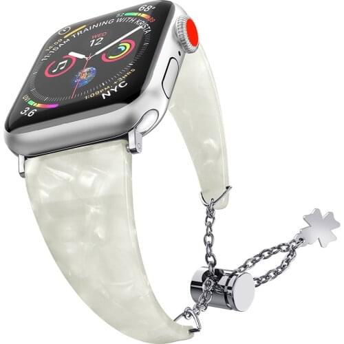 Smooth Resin Bracelet for Apple Watch Series 6 5 4 SE Band Women Pendant Chain 40mm 44mm Strap for iWatch 3 42mm 38mm Wrist Belt