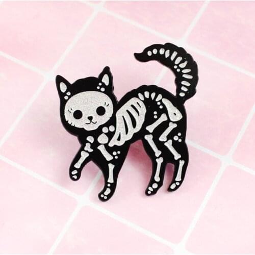 Enamel Pins Skeleton Cat Ghost Ghostbusters Evil Ghost Pins Badges Gothic Punk Animal Brooches Gifts For Women and Men Unisex