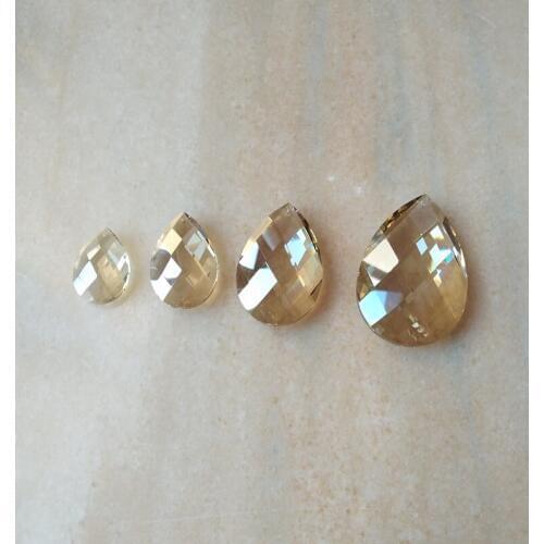 Camal 10pcs 38/50/63/76mm Amber Color Grid Drop Crystal Pendant Prism Lamp Lighting Part Hanging Chandelier Suncatcher Wedding