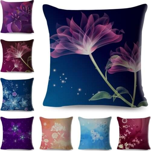 Nordic style Flowers Cushion Cover European Floral Art Pillowcase for Sofa Home Car Beige Polyester Simple Geometry Pillow Case