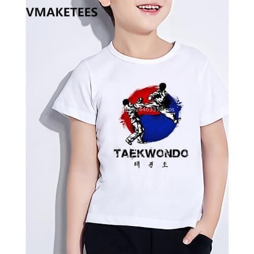 Kids Summer Short Sleeve Girls & Boys T shirt Children Korea Taekwondo Printed T-shirt Funny Casual Baby Clothes,HKP631