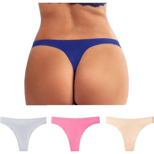 European and American Sexy Ice Silk Seamless Thong Womens Low-waist Sports Breathable Hole Pure Cotton File Ladies Briefs