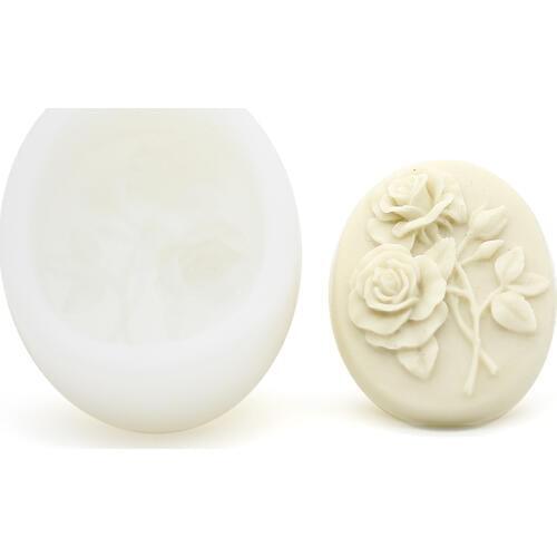 Diy Handmade Soap Molds Oval Double Rose Gift Soap Silicone Mold Breast Milk Soap Making Tools Handcraft Mould