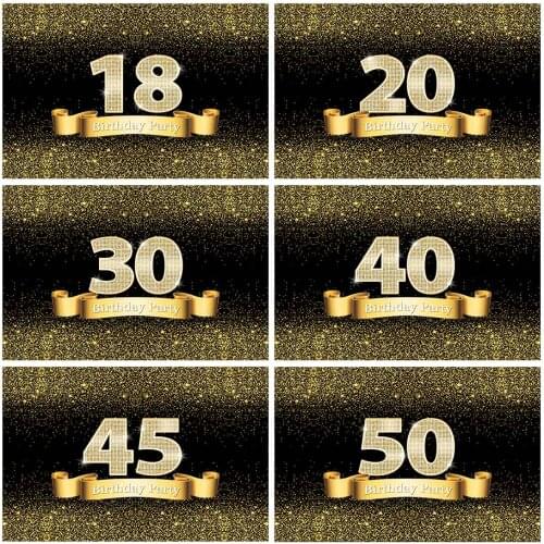 Custom Name Happy Gold Dots Photography Backdrop 18 25 30 40 50th Girl Boy Birthday Party Glitter Banner Photo Studio Background