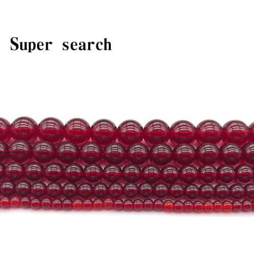 Smooth Garnet Dark Red Glass Loose Beads 15" Strand 4 6 8 10 12 MM Pick Size For Jewelry Making