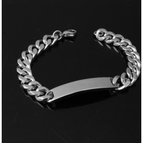 Granny Chic Hot Sell Men Womens Silver Stainless Steel ID Curb Chain Link Bracelet 10mm8.26" on Sale