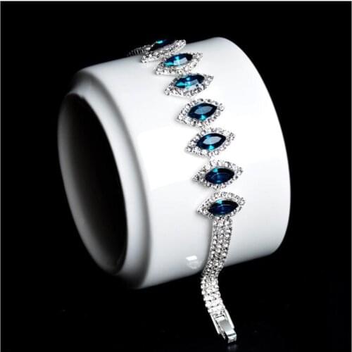 I & FDLK Women Fashion Charm Austria Blue Crystals Bracelet Wedding Cocktail Banquet Jewelry Christmas Gift