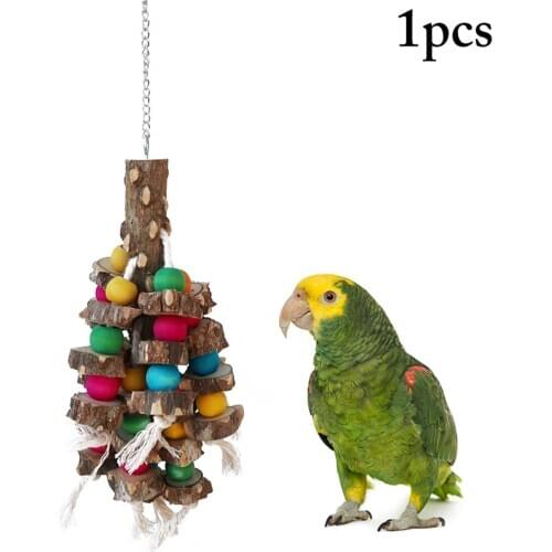 Bird Toys Funny Block Bite Resistant Bird Cage Parrot Toys Parrot Chewing Toy Wooden Parrot Hanging Toys for parrots