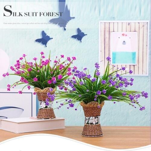 Artificial flowerGypsophil plastic rattan vase simulation flower set fake flower living room table wedding New Year decoration
