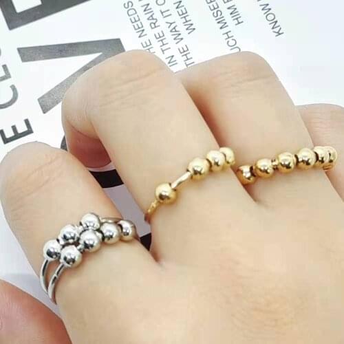 Round bead ring relieve anxiety and decompression opening couple ring ladies gift