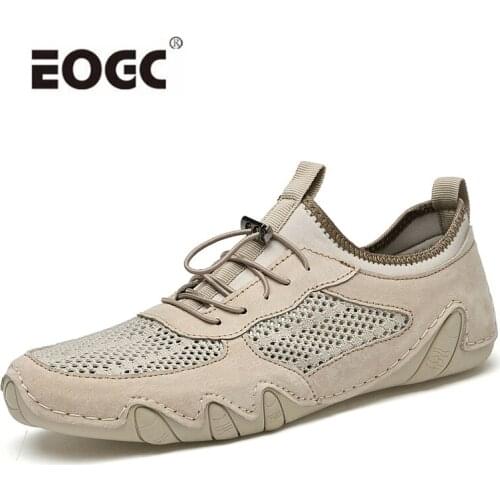 Suede Leather Shoes Men Mesh Lightweight Men Casual Shoes Summer Fashion Sneakers Outdoor Driving Shoes Zapatillas Hombre