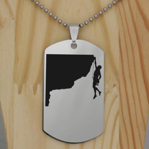 Mountain Climbing Hobby Extreme Sports laser printing pendant stainless steel jewelry Customed words or name necklace N452