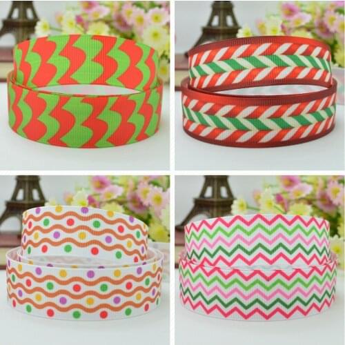 10 Yards 22mm 7/8" Christmas stripe chevron pretty girl Printed grosgrain ribbon hair bow Headwear hair accessories retail B0929