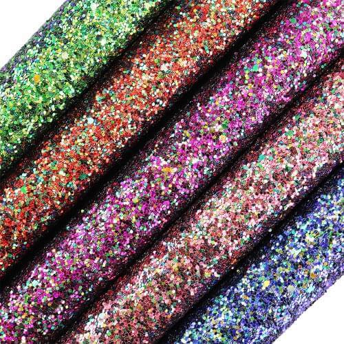 A4 Sheet 8"x11.8" Multicolour Chunky Glitter Fabric Leather With Twill backing For bages craft Sewing bows DIY 1pieces F0701