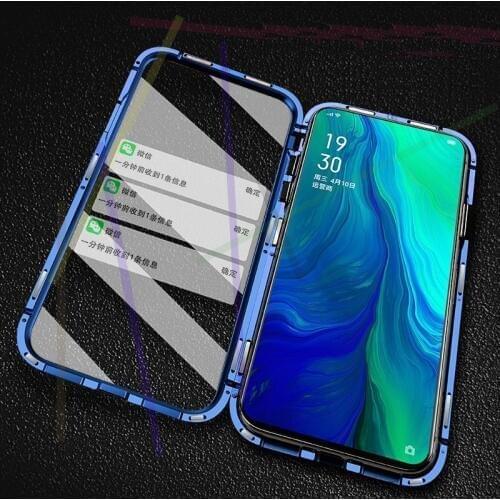 Magnetic Adsorption Phone Case For OPPO K3 Tempered Glass Cover Built-in Magnet Case For OPPO K1 Front and Back Glass Cover