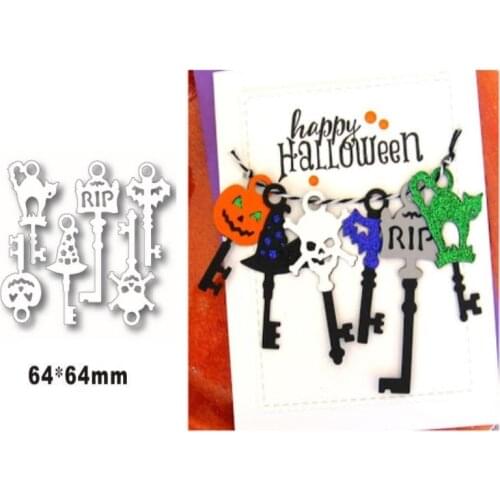 Happy Halloween Spooky Keys Metal Cutting Dies for DIY Scrapbooking Album Decorative Embossing Handmade Paper Cards Gift