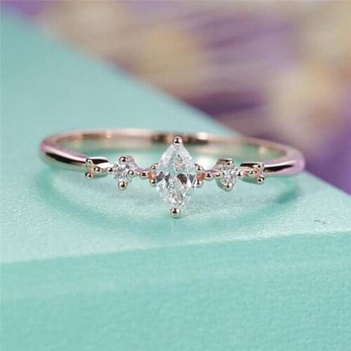 Milangirl Fashion Marquise Cut Engagement Ring for Women Three Cluster Bridal Rings Wedding Jewelry Dainty Female Finger Ring