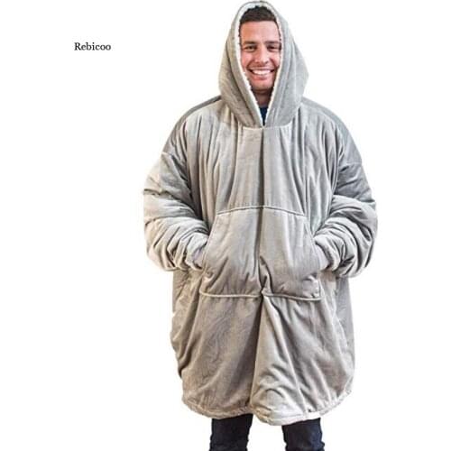 Men Women TV Blanket Oversized Hoodies Sweatshirt Winter Hoodies Long Sleeves Pullover Women Warm Sweater Lazy Blanket