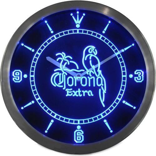 Nc0106 CORONA Extra Parrot Beer Bar Neon Light Signs LED Wall Clock