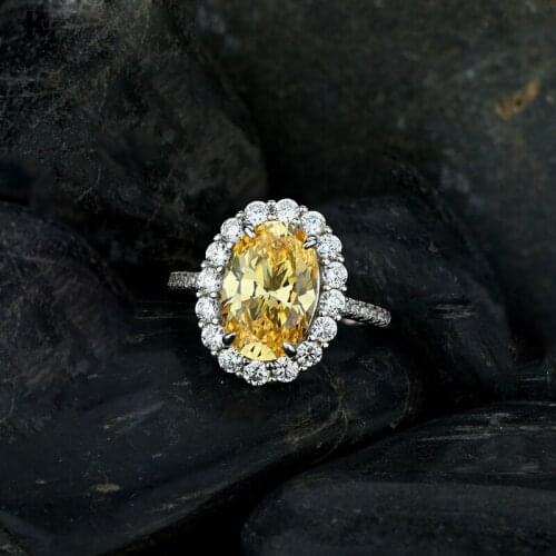 Knobspin 100% 925 Sterling Silver Oval Wedding Rings For Women Silver Yellow Pink High Carbon Diamond Fine Jewelry Wholesale