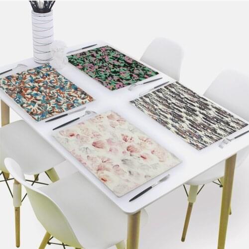 Plant Style Placemat for Dining Table Flower Print Drink Coaster 32x42cm Rectangle Coasters Tableware Mat Kitchen Decoration