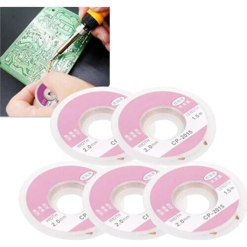 Desoldering Wire 5Pcs Solder Wick Remover Desoldering Sucker Cable Copper Soldering Accessory CP2015 1.5 Meter