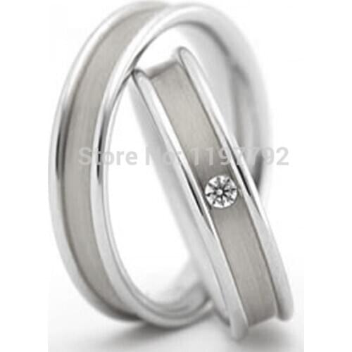 Luxury custom made silver color unique Unusual titanium steel Wedding bands Rings sets for couples